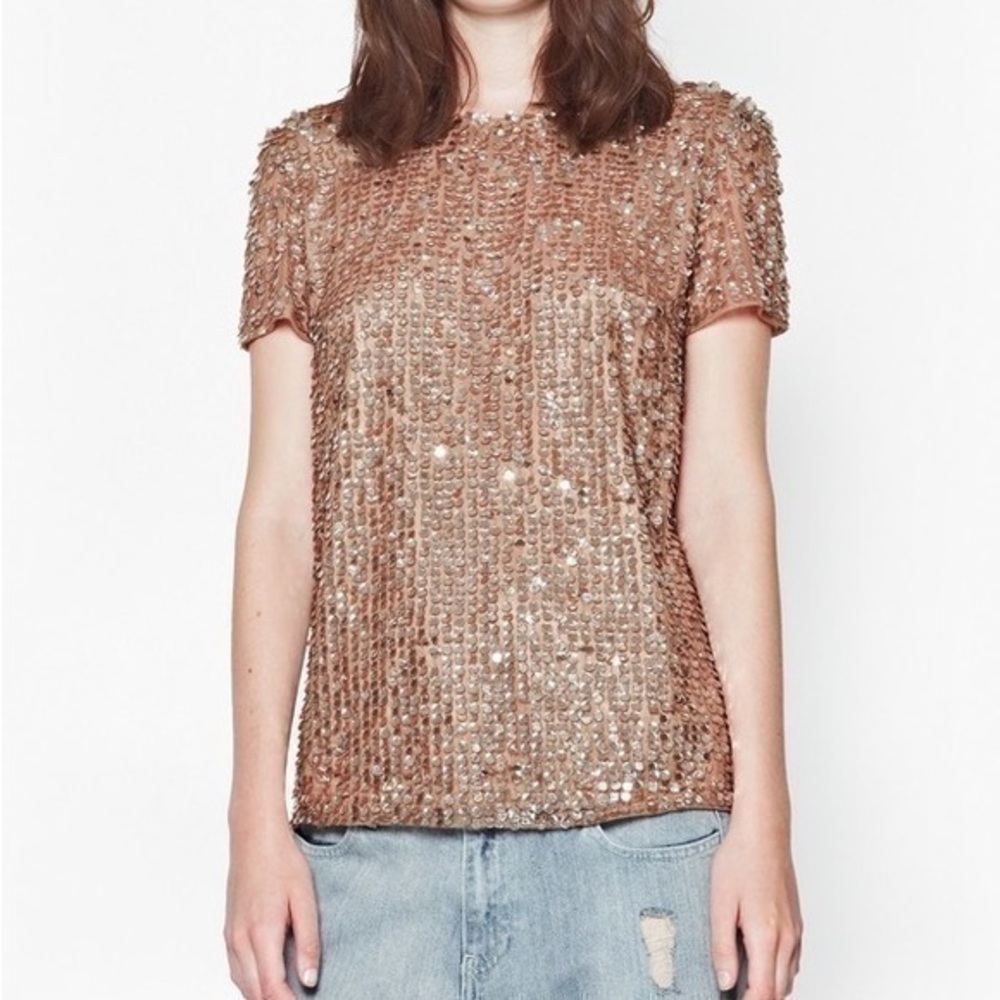 EUC French Connection Moonbeamer Sequinned Top Size 4